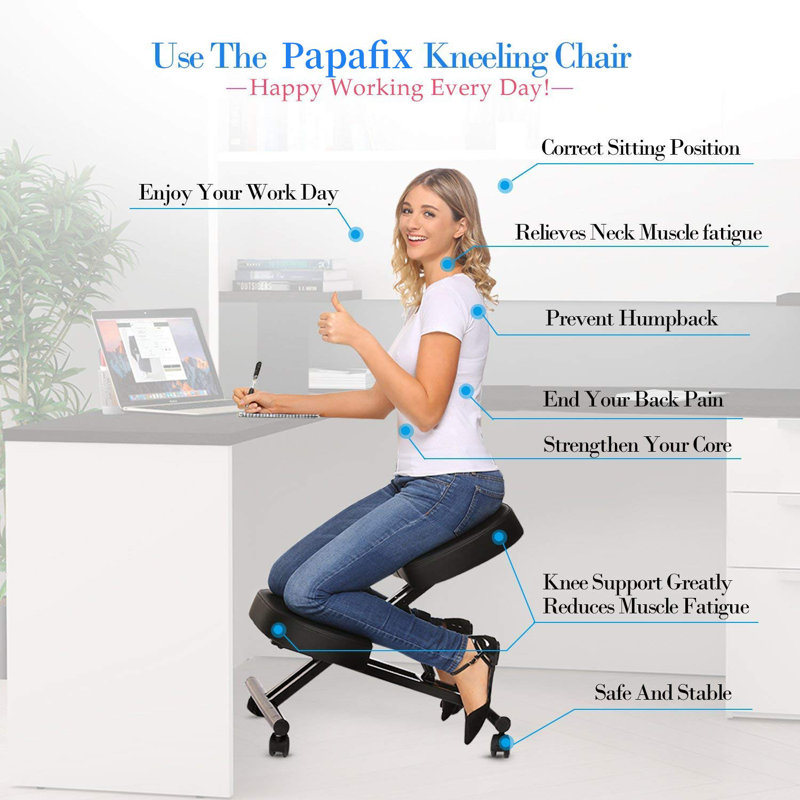 Pugliese Adjustable Height Ergonomic Kneeling Chair with Wheels